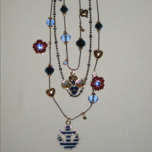 Betsey Johnson Anchor & Bee Necklace Ivy League - Picture 1 of 6